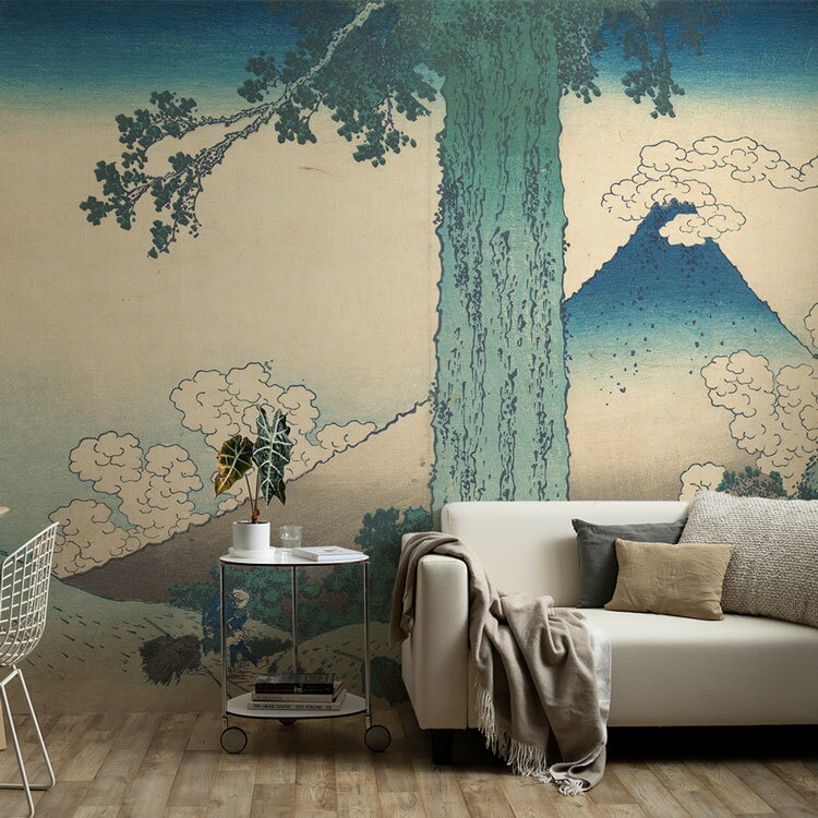 【全品対象クーポン配布中】 富士山 浮世絵の壁紙 サイズオーダー壁紙 フリース壁紙（のりなし）日本画 葛飾北斎 富嶽三十六景 甲州三嶌越 NSO-N00017