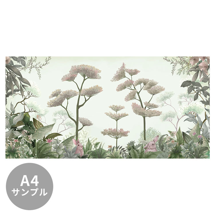 【サンプル専用】サイズオーダー ミューラル壁紙 フリース壁紙（のりなし） Whimsical Garden Jade NSO-G00235