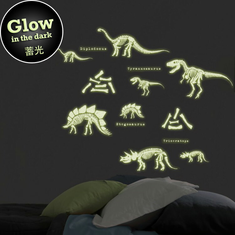 壁に貼ってはがせるステッカー [ウォールステッカー 「WALL POPS!」(ウォールポップス) wall art kit「Dinosaurs Glow in the Dark」] 【あす楽対応】 壁紙屋本舗