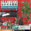 【全品対象クーポン配布中】 壁紙 シール 巾52cm〜53cm×5.4m リメイクシート 防水 浴室 壁紙 貼ってはがせる壁紙 賃貸OK 風呂 動物 赤 緑 植...