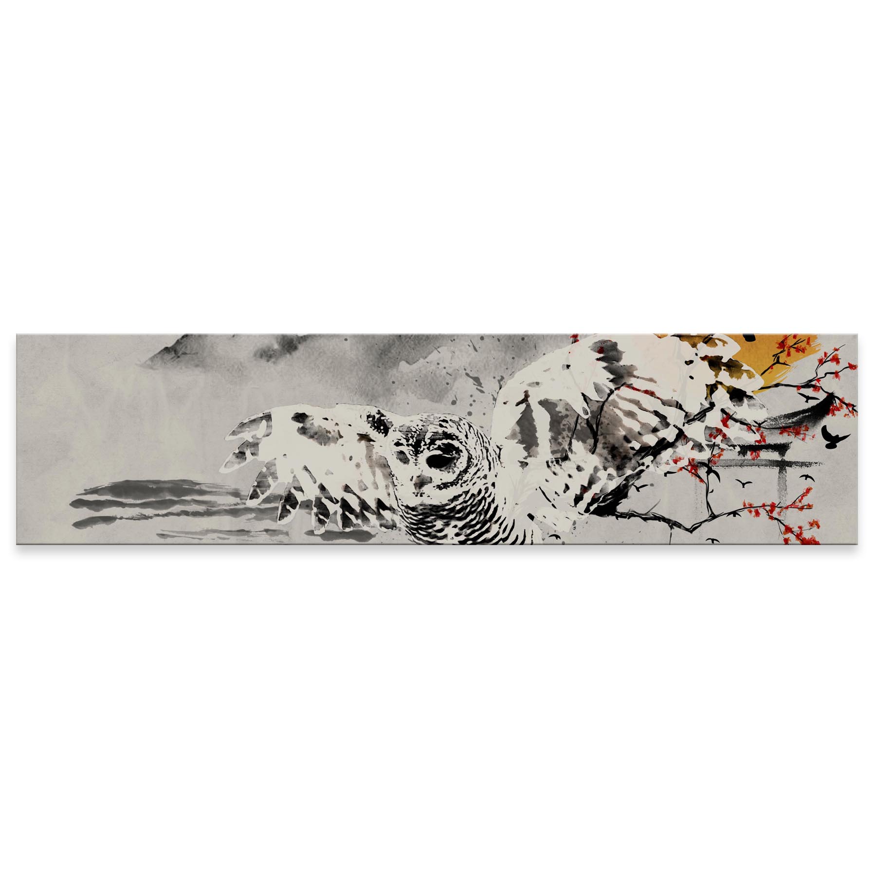 アートパネル ワイドサイズ widesize 横長 絵 絵画 飾り 1200mmx300mm フォト 壁掛け 木枠 インテリア おしゃれ アート 水墨画 和 フクロウ 023634
