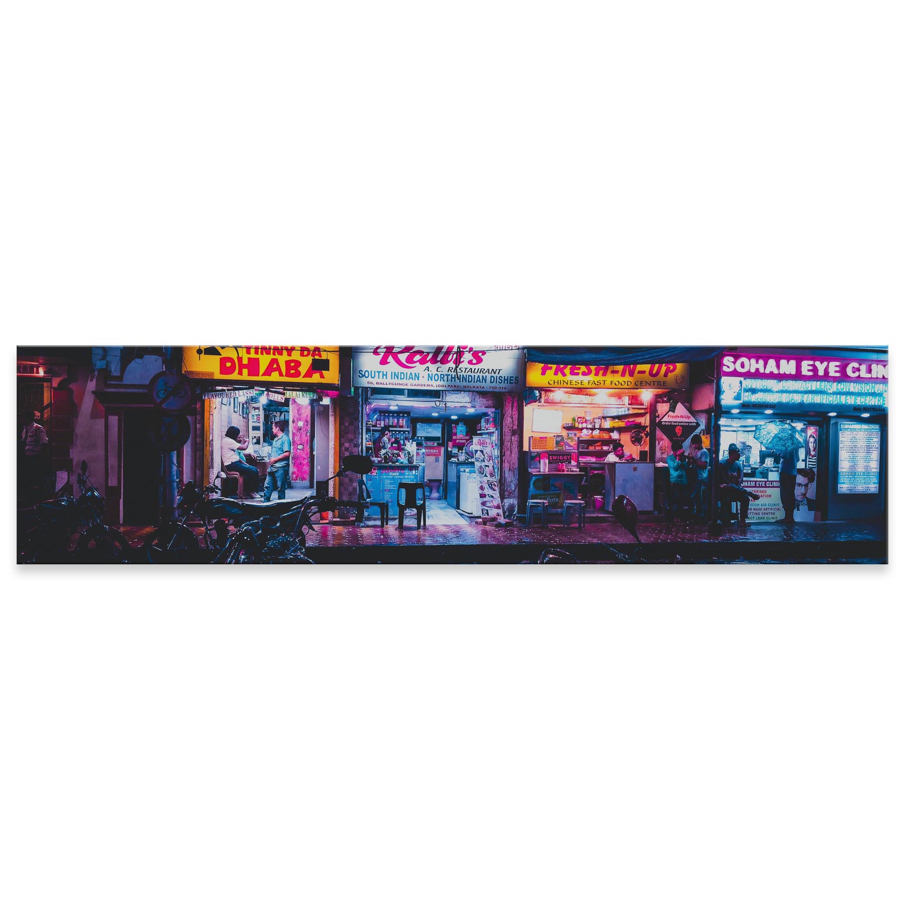 アートパネル ワイドサイズ widesize 横長 絵 絵画 飾り 1200mmx300mm フォト 壁掛け 木枠 インテリア おしゃれ アート ネオン 夜 街 025696