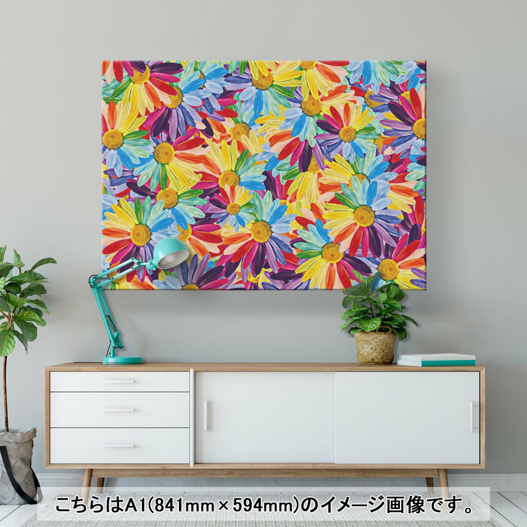 アートパネル 絵 絵画 飾り 選べるサイズ 594×841mm A1 モダン 玄関 写真 フォト インテリア おしゃれ 022930 花　カラフル　イラスト　レインボー 2