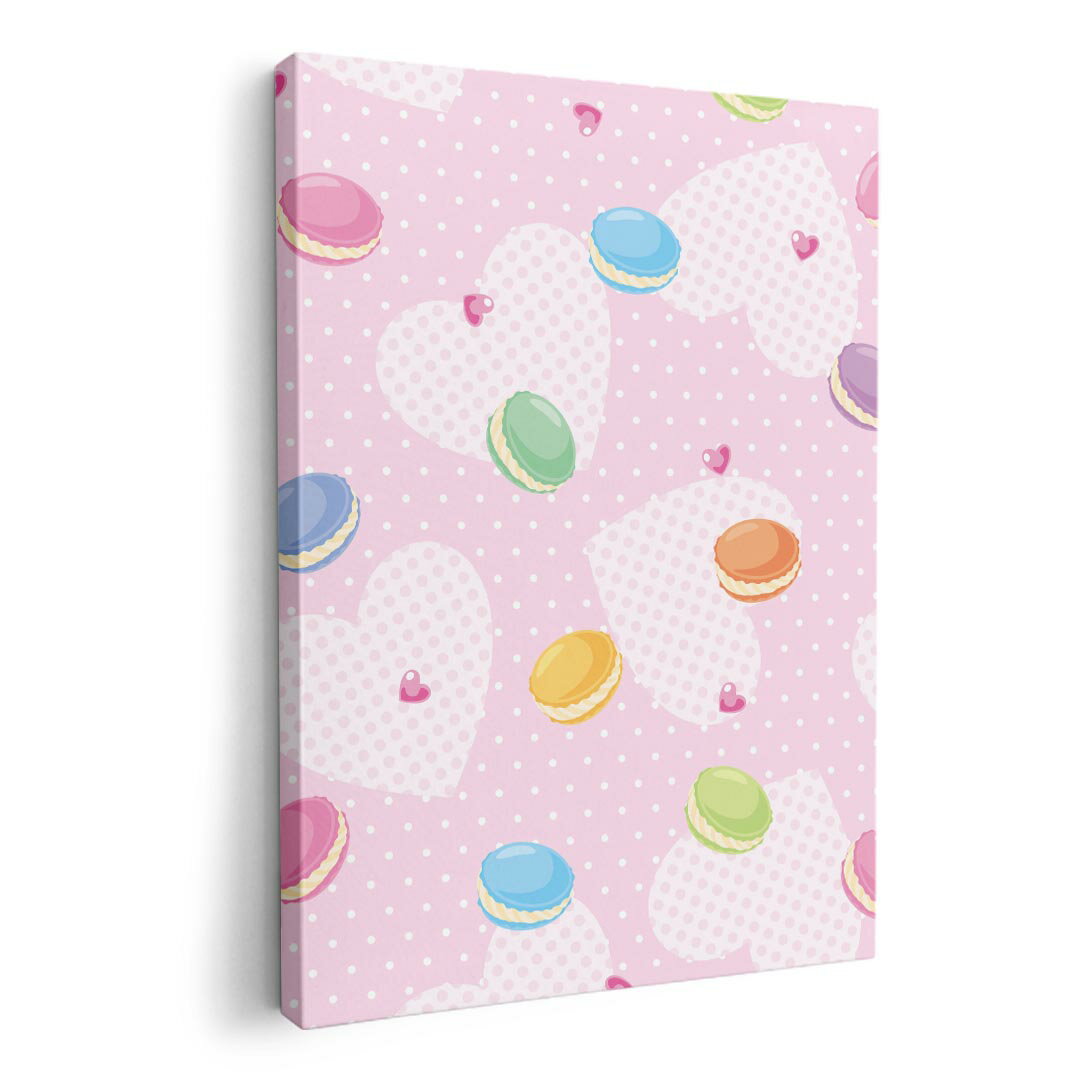 アートパネル 絵 絵画 飾り 選べるサイズ 594×841mm A1 モダン 玄関 写真 フォト インテリア おしゃれ 002609 マカロン ハート カラフル