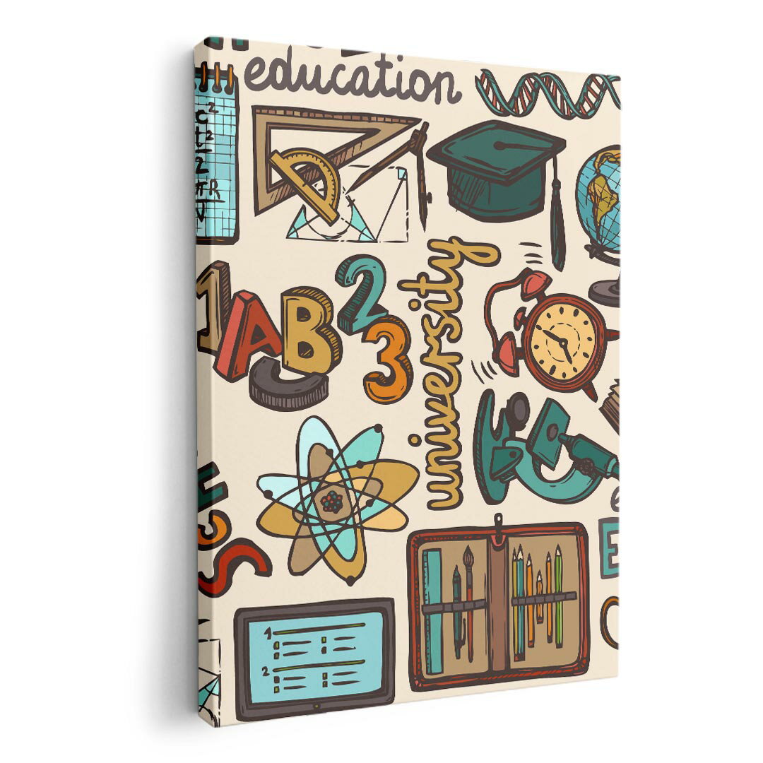 アートパネル 絵 絵画 飾り 選べるサイズ 594×841mm A1 モダン 玄関 写真 フォト インテリア おしゃれ 008549 イラスト　カラフル　勉強　模様