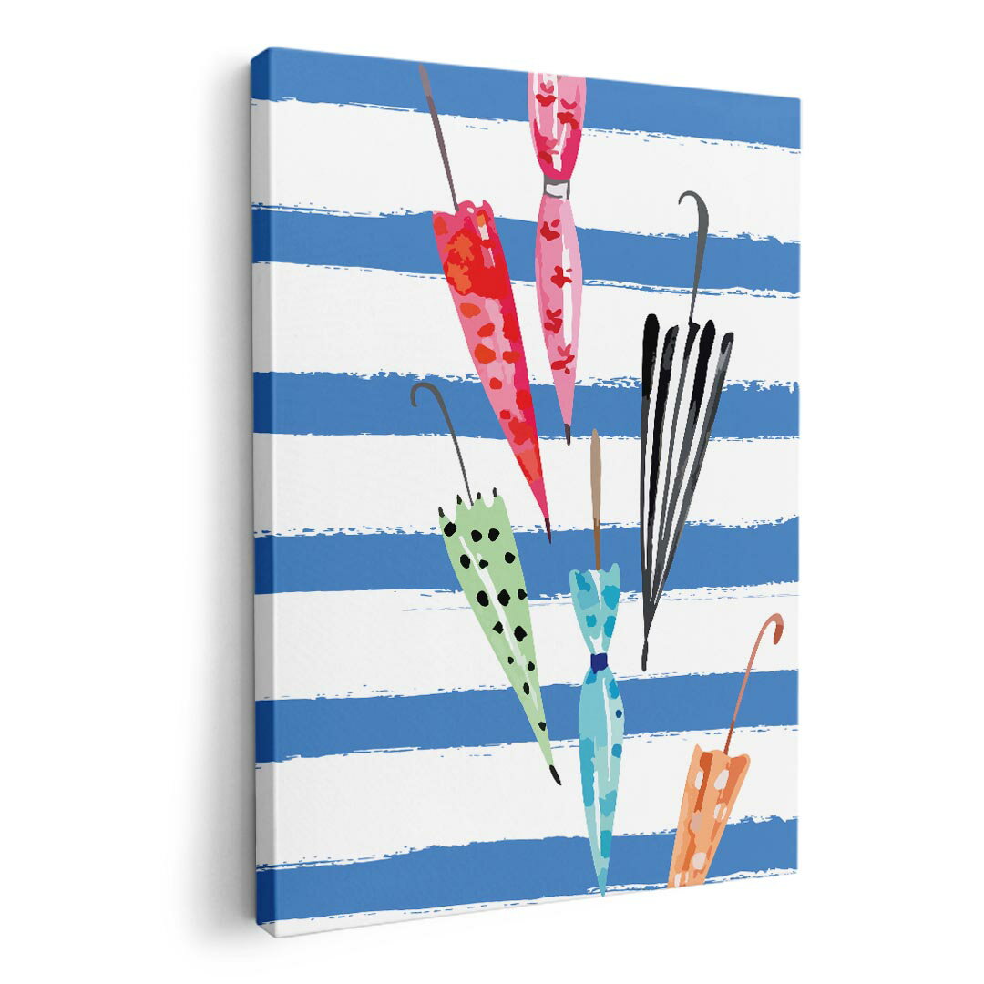 アートパネル 絵 絵画 飾り 選べるサイズ 594×841mm A1 モダン 玄関 写真 フォト インテリア おしゃれ 011166 傘　ボーダー　青