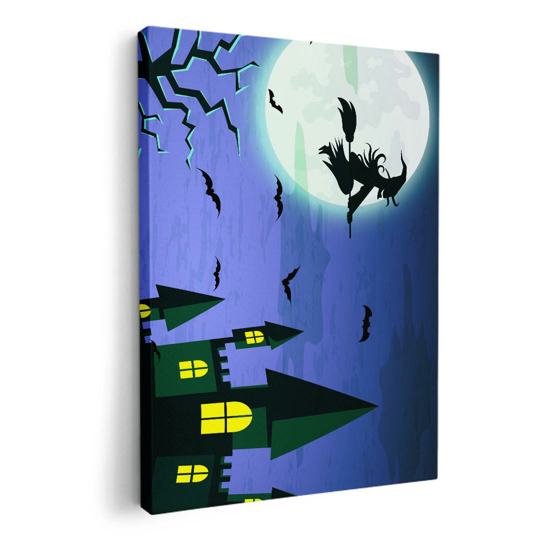 アートパネル 絵 絵画 飾り 選べるサイズ 594×841mm A1 モダン 玄関 写真 フォト インテリア おしゃれ 013549 ハロウィン　魔女　コウモリ