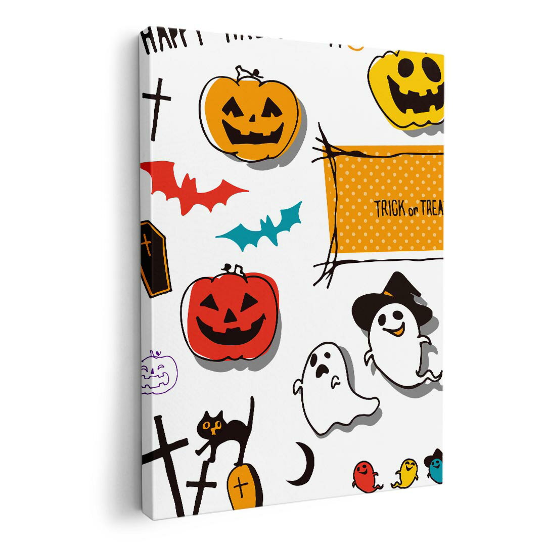 アートパネル 絵 絵画 飾り 選べるサイズ 594×841mm A1 モダン 玄関 写真 フォト インテリア おしゃれ 015414 ハロウィン カボチャ お菓子 英字 おばけ