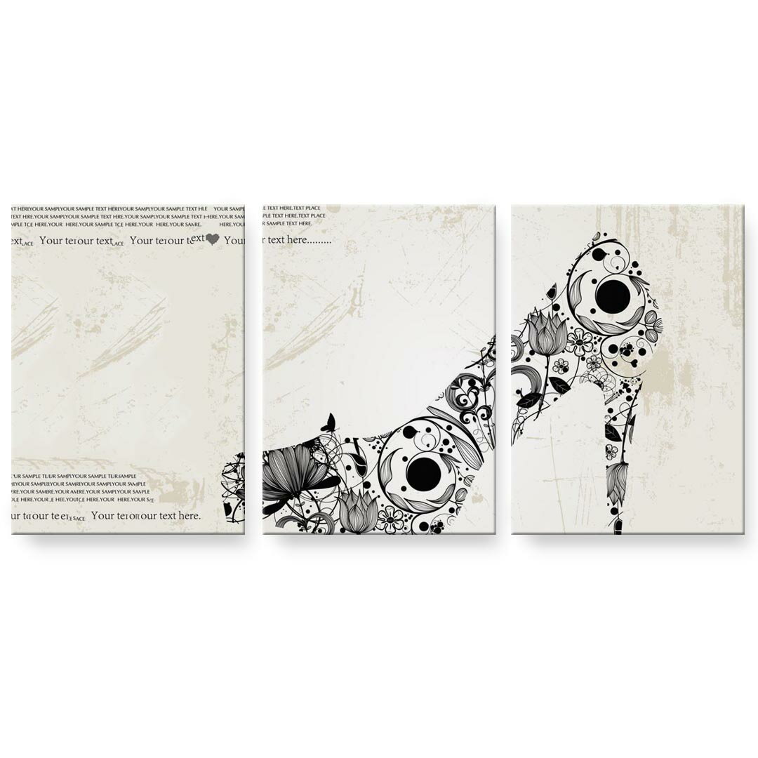 アートパネル 3連 3枚セット 絵 絵画 飾り igsticker 594mmx420mm A2 フォト 壁掛け 木枠 インテリア おしゃれ 000115 ハイヒール 靴 お花 英字