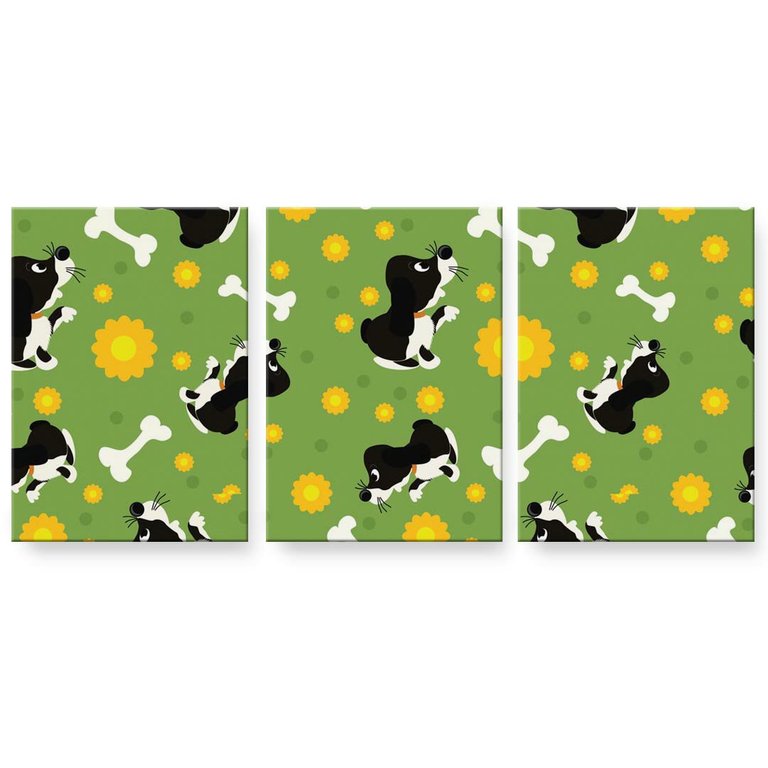 アートパネル 絵 絵画 飾り 選べるサイズ 594×841mm A1 3枚セット セット物 モダン 玄関 写真 フォト インテリア おしゃれ 000172 犬　骨　緑　花