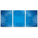 アートパネル 3連 3枚セット 絵 絵画 飾り igsticker 594mmx420mm A2 フォト 壁掛け 木枠 インテリア おしゃれ 000795 ダマスク ブルー