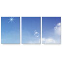 アートパネル 3連 3枚セット 絵 絵画 飾り igsticker 594mmx420mm A2 フォト 壁掛け 木枠 インテリア おしゃれ 001373 シャボン玉 青空