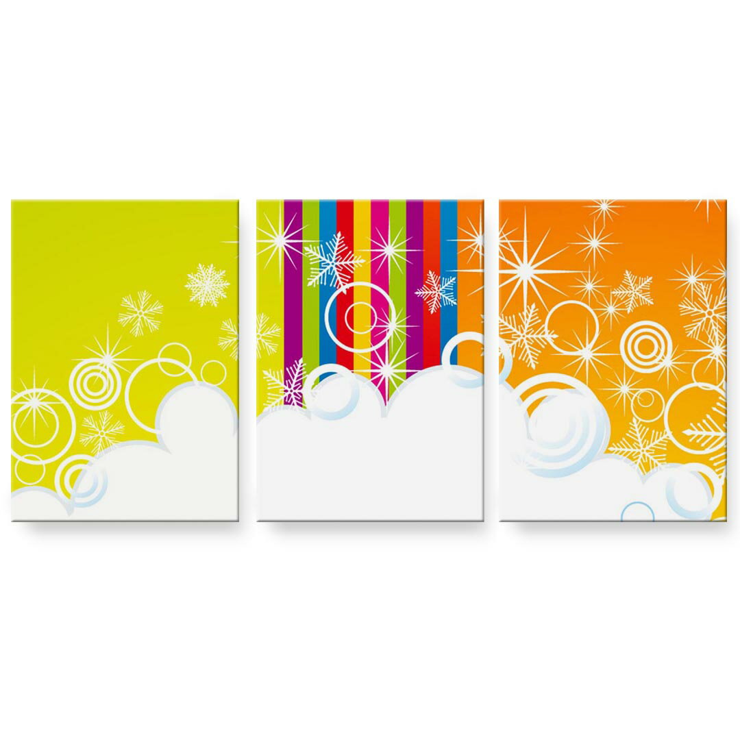 アートパネル 絵 絵画 飾り 選べるサイズ 594×841mm A1 3枚セット セット物 モダン 玄関 写真 フォト インテリア おしゃれ 001489 雪　雲　カラフル