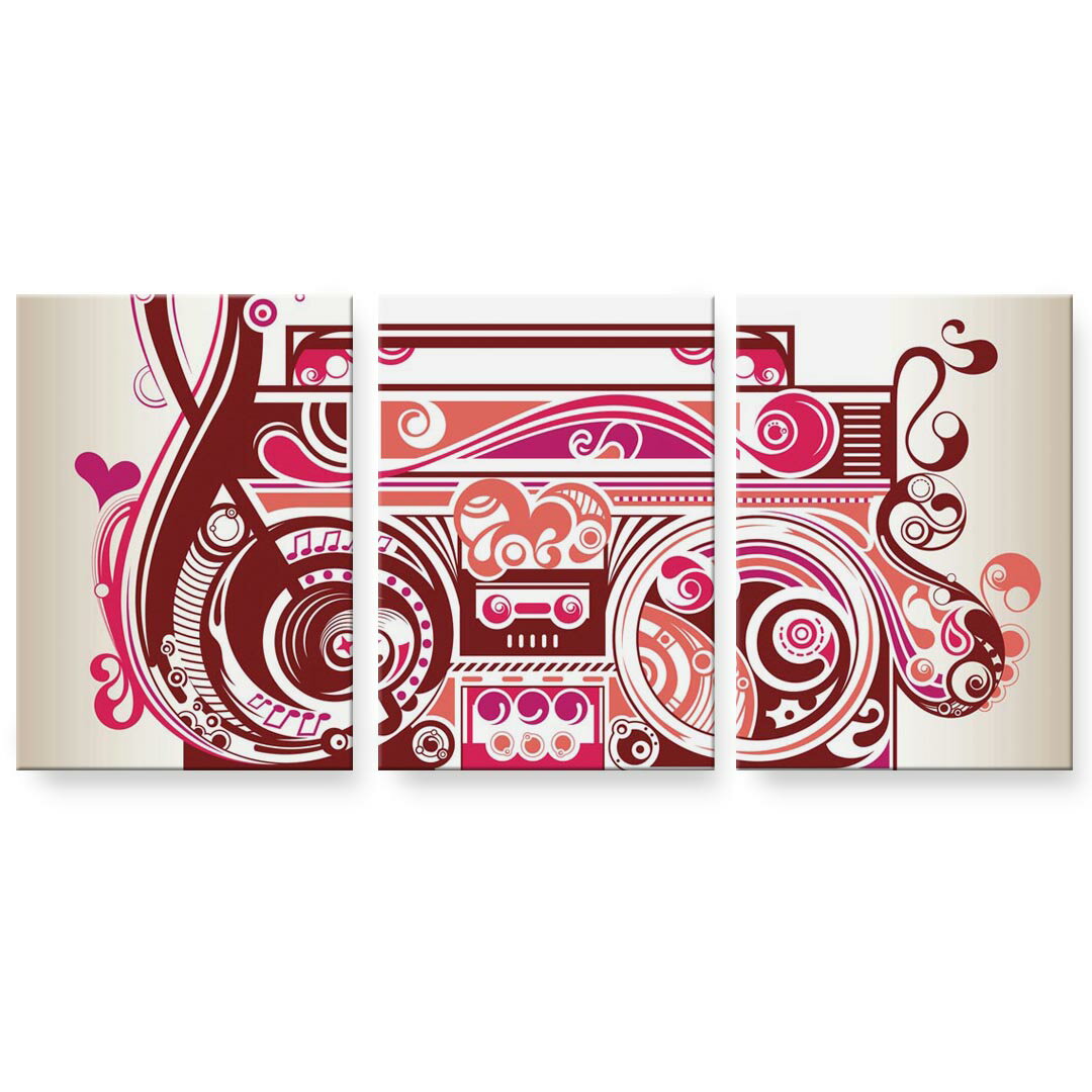 アートパネル 絵 絵画 飾り 選べるサイズ 594×841mm A1 3枚セット セット物 モダン 玄関 写真 フォト インテリア おしゃれ 001548 音楽　音符　ラジオ