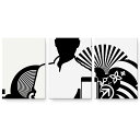 アートパネル 絵 絵画 飾り 選べるサイズ 594×841mm A1 3枚セット セット物 モダン 玄関 写真 フォト インテリア おしゃれ 002426 人物 イラスト 白 黒(3)