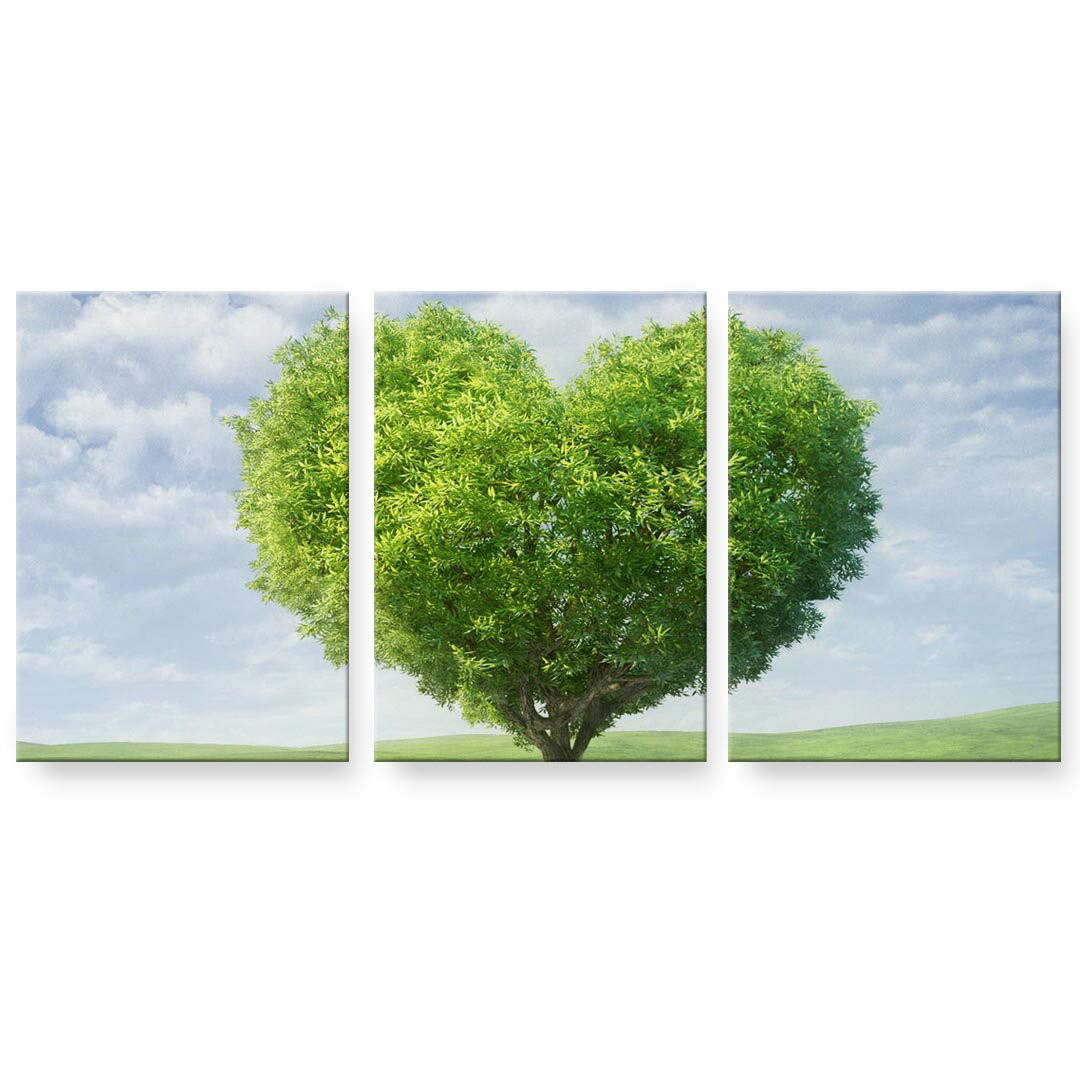 アートパネル 3連 3枚セット 絵 絵画 飾り igsticker 594mmx420mm A2 フォト 壁掛け 木枠 インテリア おしゃれ 002848 空　草原　ハート