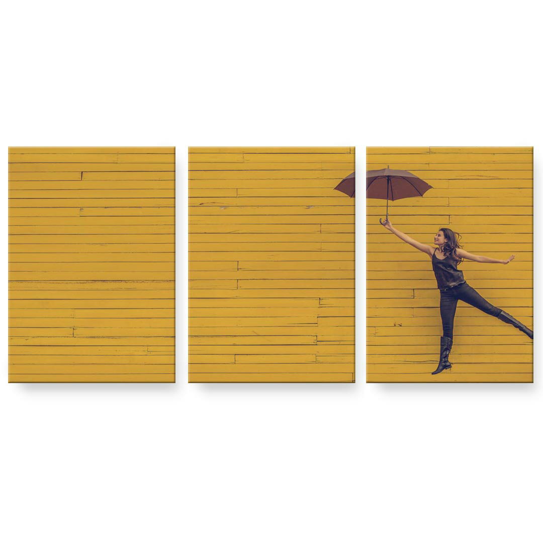 アートパネル 3連 3枚セット 絵 絵画 飾り igsticker 594mmx420mm A2 フォト 壁掛け 木枠 インテリア おしゃれ 023979 傘　人物　女性