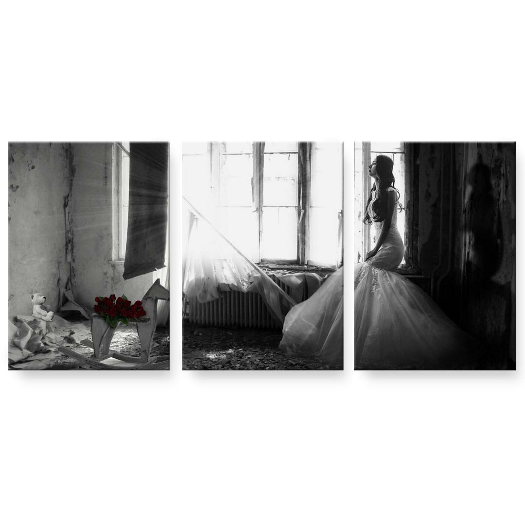 アートパネル 絵 絵画 飾り 選べるサイズ 594×841mm A1 3枚セット セット物 モダン 玄関 写真 フォト インテリア おしゃれ 025740 女性　ドレス　バラ