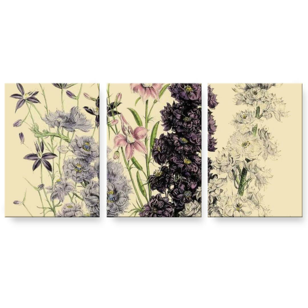 アートパネル 3連 3枚セット 絵 絵画 飾り igsticker 594mmx420mm A2 フォト 壁掛け 木枠 インテリア おしゃれ 026068 花 ボタニカル アンティーク