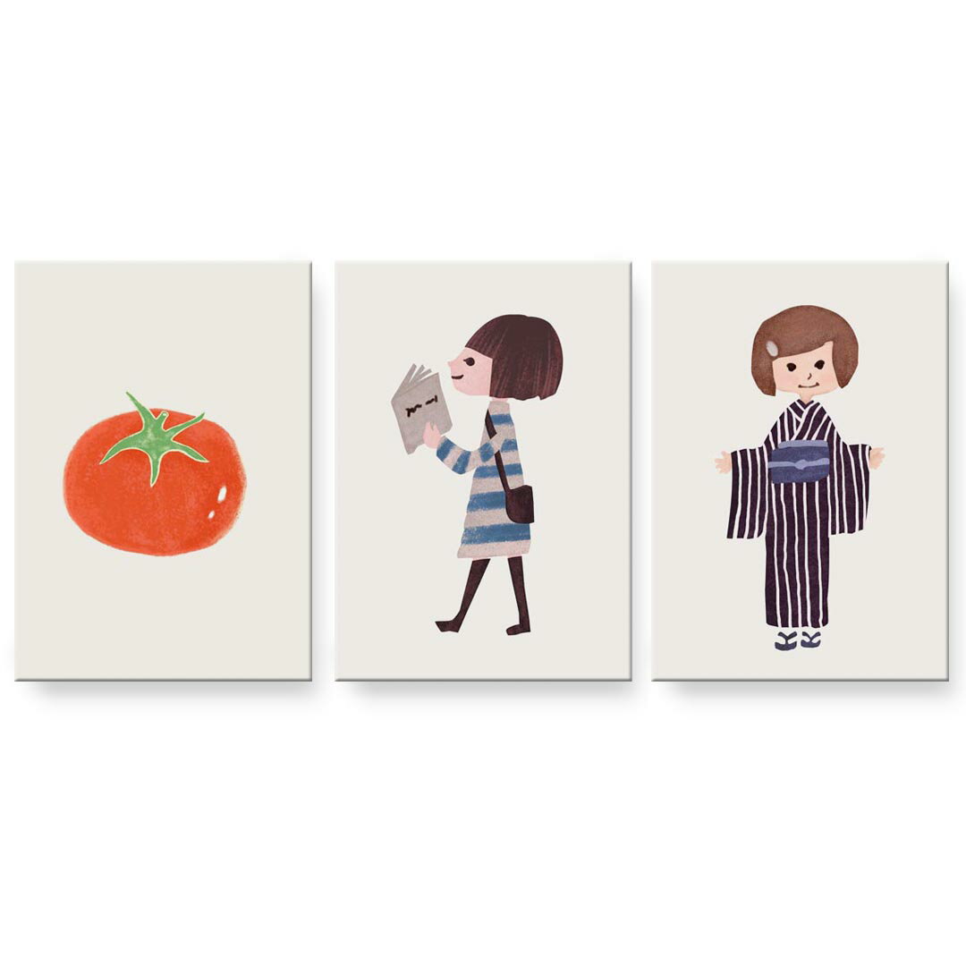 アートパネル 3連 3枚セット 絵 絵画 飾り igsticker 594mmx420mm A2 フォト 壁掛け 木枠 インテリア おしゃれ 014682 人物　本