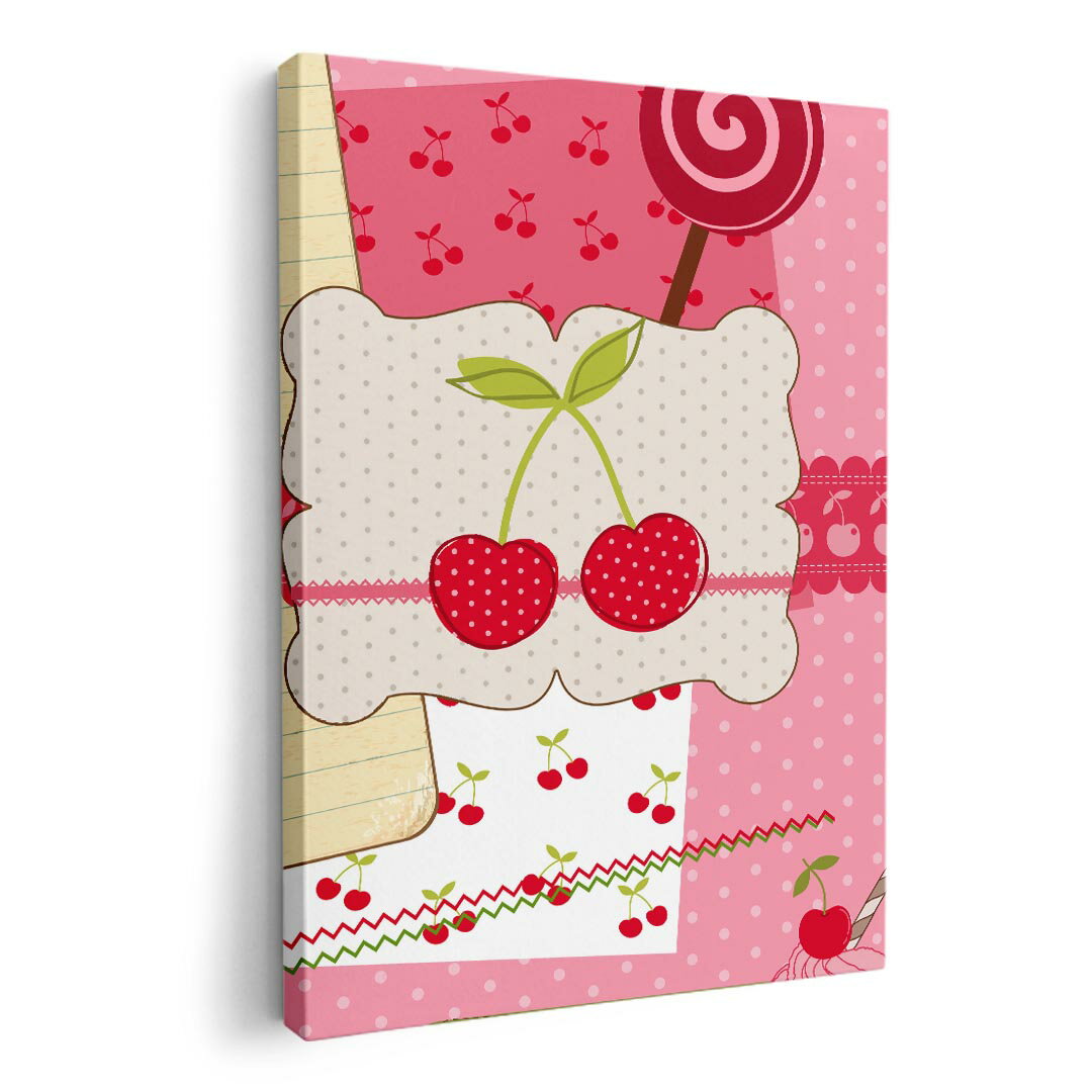 アートパネル 絵 絵画 飾り 選べるサイズ 420×594 mm A2 モダン 玄関 写真 フォト インテリア おしゃれ 005884 イラスト さくらんぼ ピンク