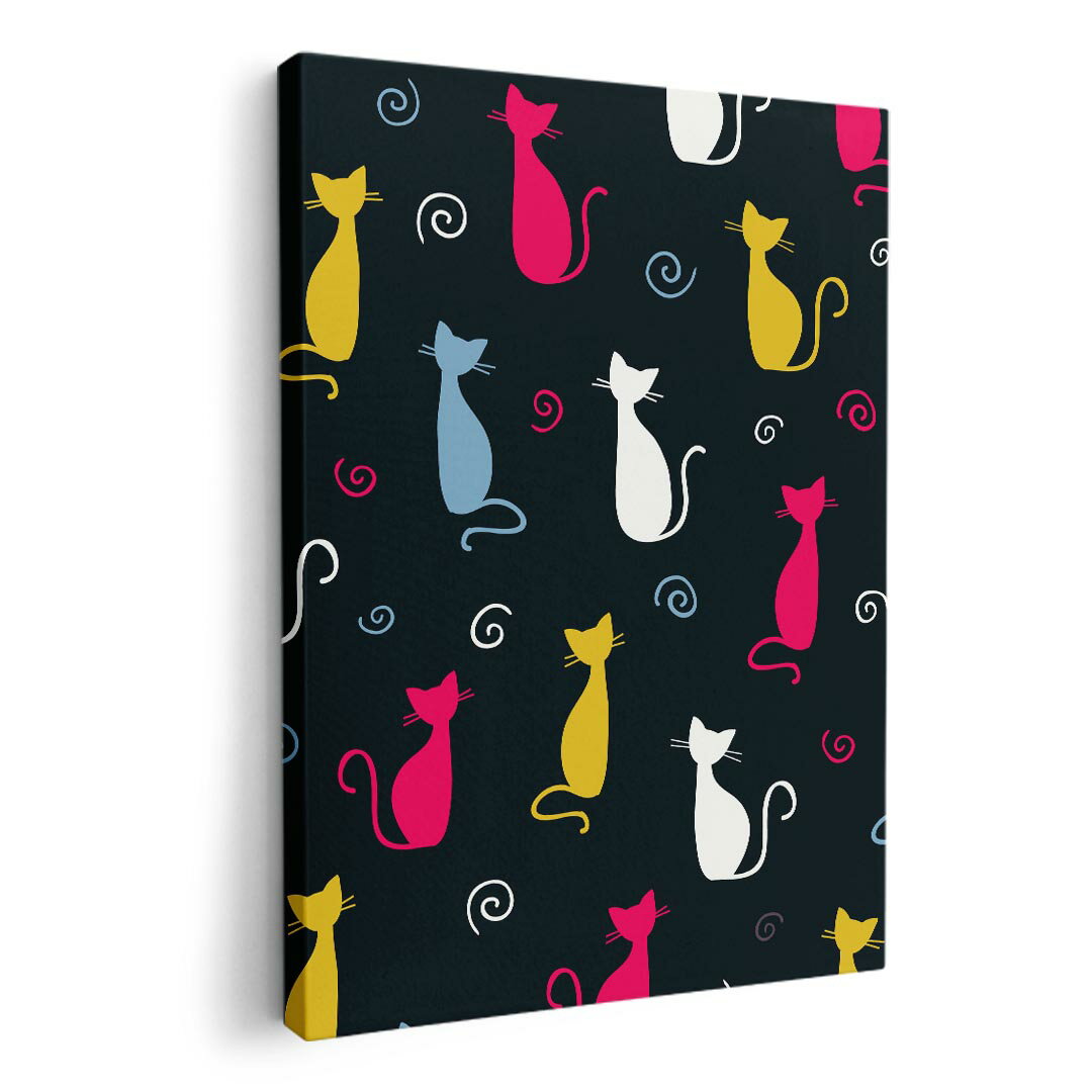 アートパネル 絵 絵画 飾り 選べるサイズ 420×594 mm A2 モダン 玄関 写真 フォト インテリア おしゃれ 007749 カラフル 猫 ねこ 模様