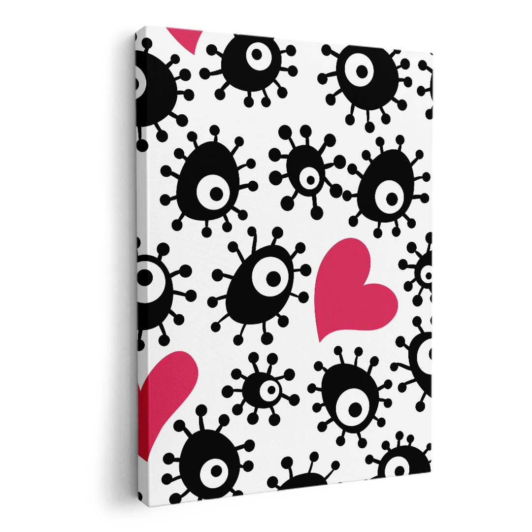 アートパネル 絵 絵画 飾り 選べるサイズ 420×594 mm A2 モダン 玄関 写真 フォト インテリア おしゃれ 007845 ハート モンスター 黒 ブラック