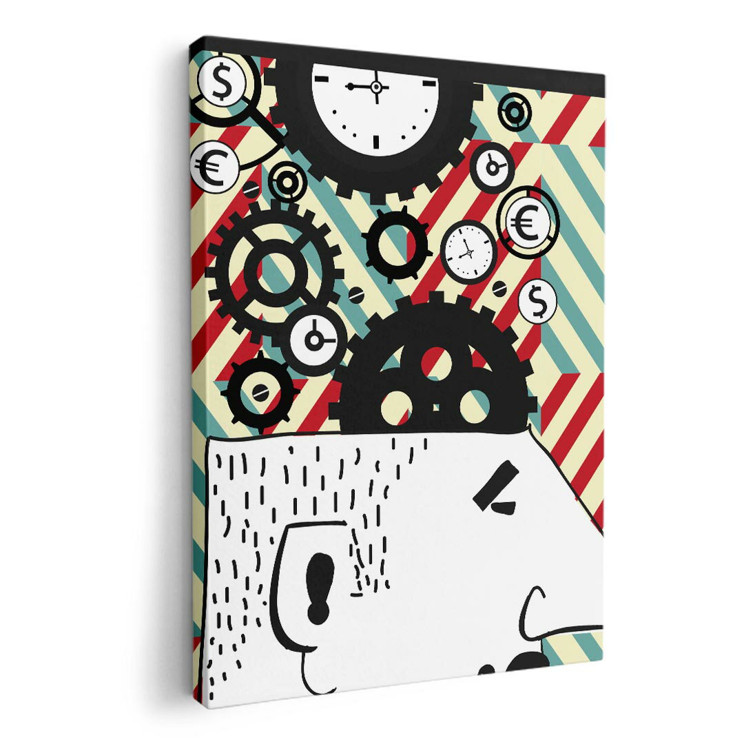 アートパネル 絵 絵画 飾り 選べるサイズ 420×297 mm A3 モダン 玄関 写真 フォト インテリア おしゃれ 008755 イラスト　歯車　人物