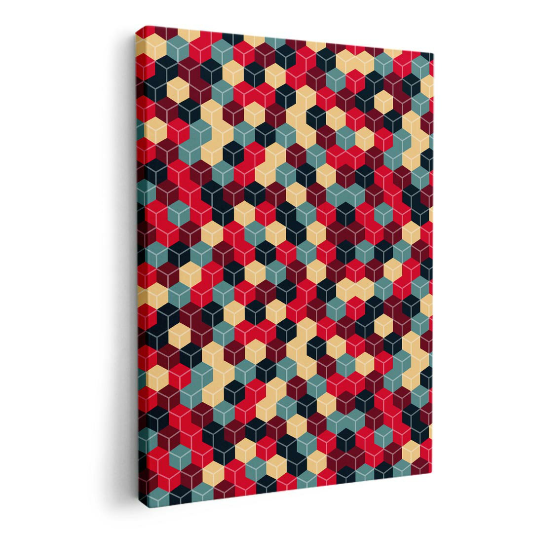 アートパネル 絵 絵画 飾り 選べるサイズ 420×297 mm A3 モダン 玄関 写真 フォト インテリア おしゃれ 011819 模様　カラフル　キューブ