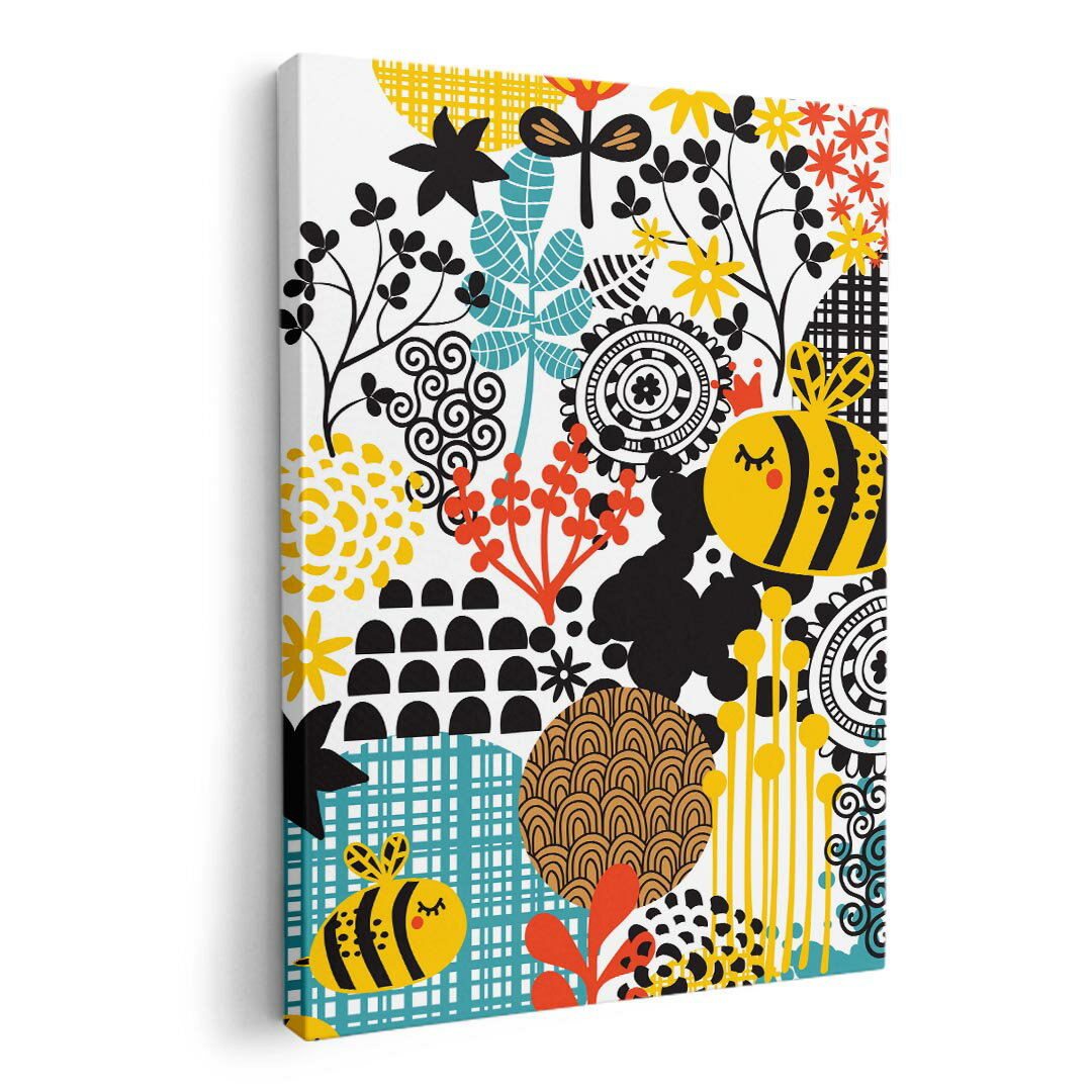 アートパネル 絵 絵画 飾り 選べるサイズ 210×297 mm A4 モダン 玄関 写真 フォト インテリア おしゃれ 004865 蜂　キャラクター　イラスト
