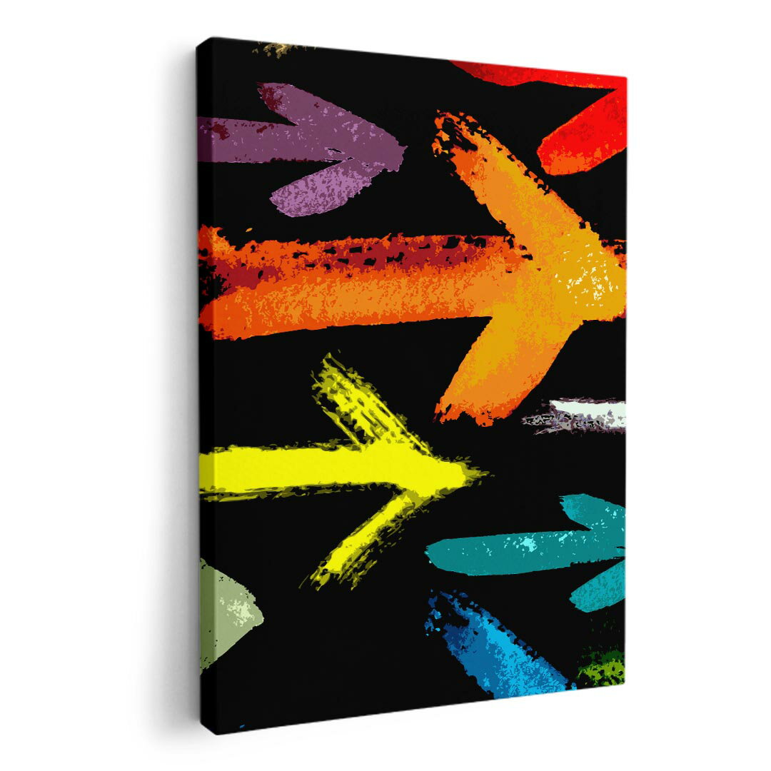 アートパネル 絵 絵画 飾り 選べるサイズ 210×297 mm A4 モダン 玄関 写真 フォト インテリア おしゃれ 007484 カラフル　矢印　模様　黒　ブラック