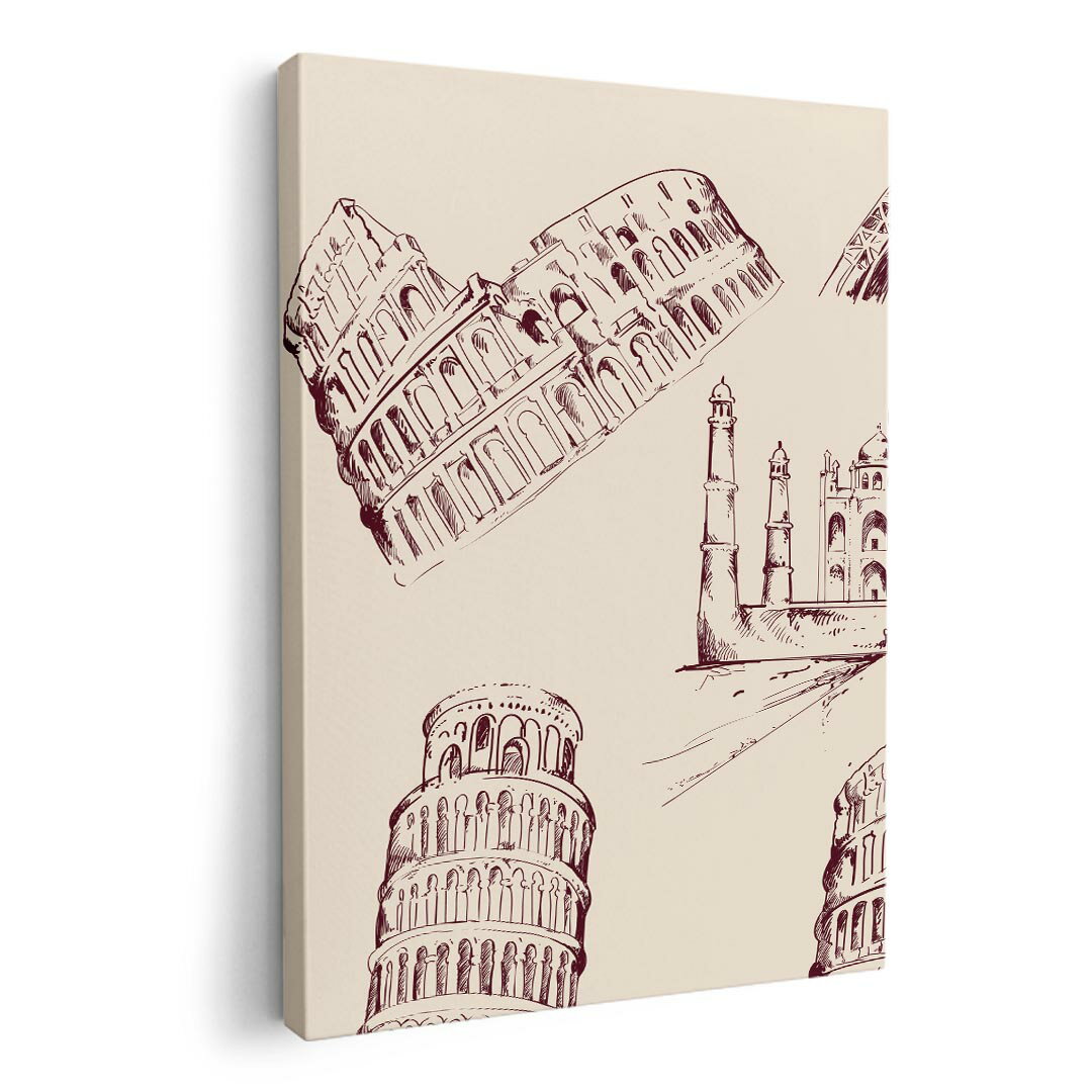 アートパネル 絵 絵画 飾り 選べるサイズ 210×297 mm A4 モダン 玄関 写真 フォト インテリア おしゃれ 008489 イラスト　建物　模様　エッフェル塔