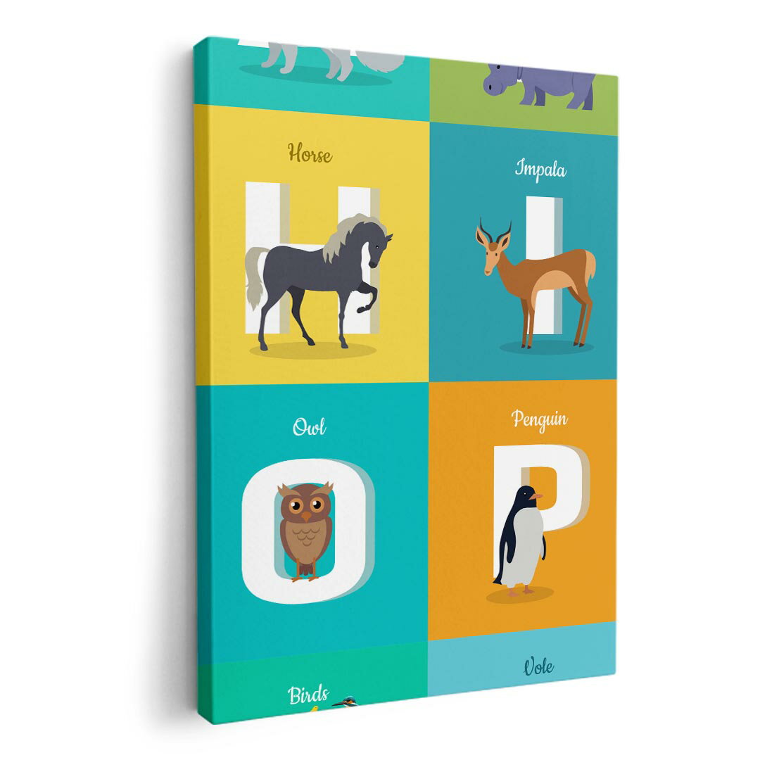 アートパネル 絵 絵画 飾り 選べるサイズ 210×297 mm A4 モダン 玄関 写真 フォト インテリア おしゃれ 012997 アルファベット　英語　動物