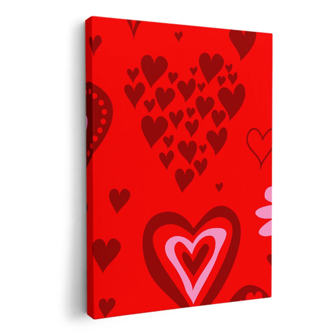 アートパネル 絵 絵画 飾り 選べるサイズ 210×148 mm A5 モダン 玄関 写真 フォト インテリア おしゃれ 000177 ハート　ピンク　イラスト