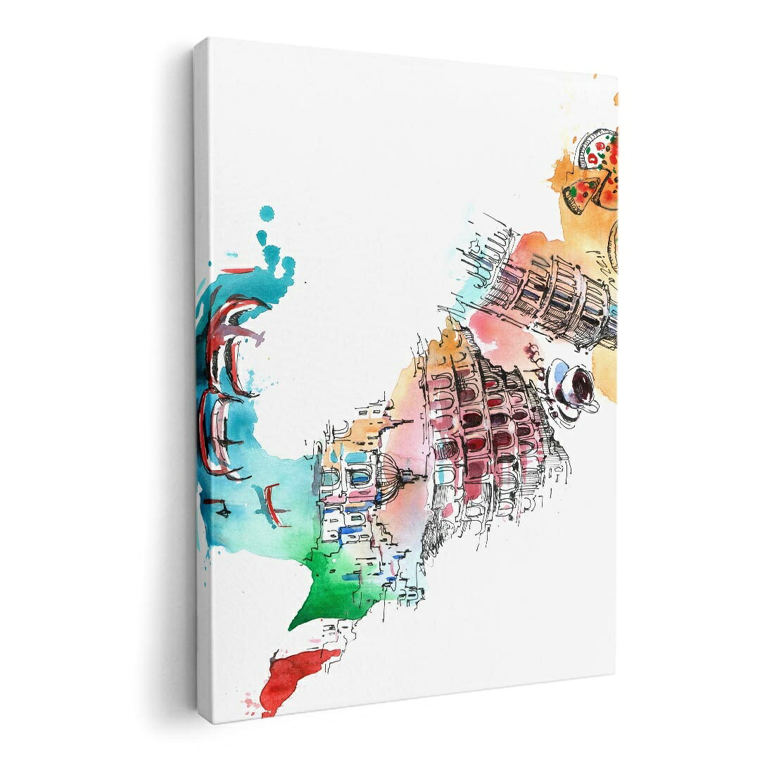 Rakuten - アートパネル 絵 絵画 飾り 選べるサイズ 210×148 mm A5 モダン 玄関 写真 フォト インテリア おしゃれ 007403 建物　イタリア　イラスト　カラフル