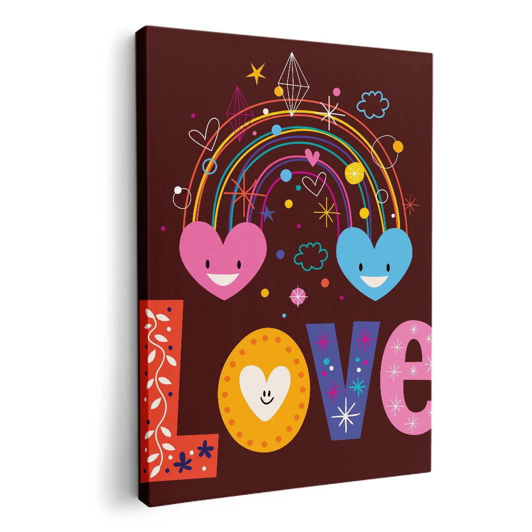 アートパネル 絵 絵画 飾り 選べるサイズ 210×148 mm A5 モダン 玄関 写真 フォト インテリア おしゃれ 007474 ハート　カラフル　イラスト