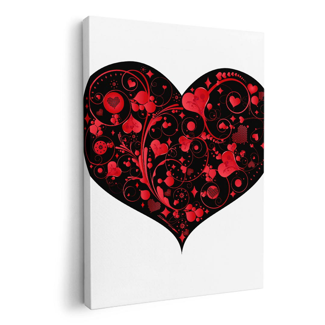 アートパネル 絵 絵画 飾り 選べるサイズ 210×148 mm A5 モダン 玄関 写真 フォト インテリア おしゃれ 007589 ハート　赤　レッド　黒　ブラック