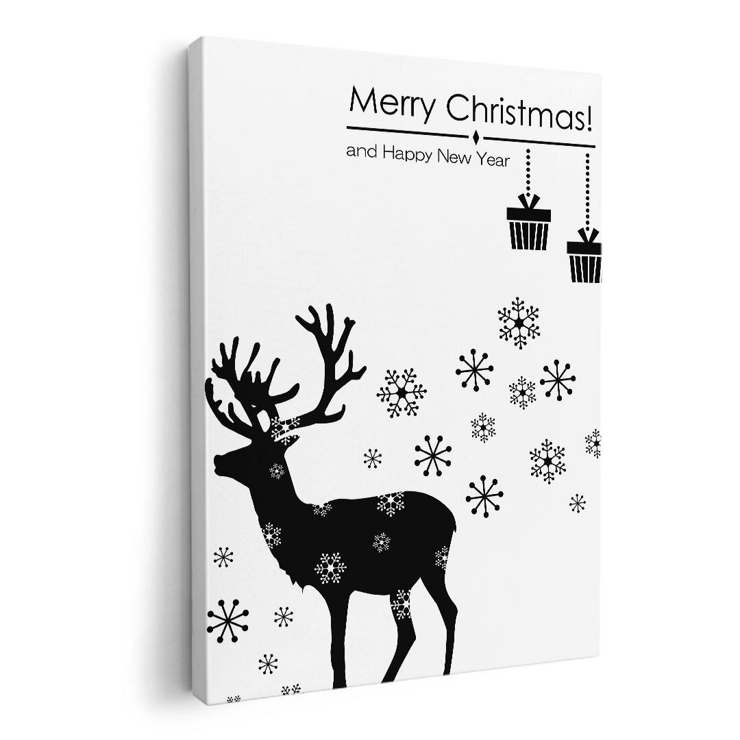 アートパネル 絵 絵画 飾り 選べるサイズ 210×148 mm A5 モダン 玄関 写真 フォト インテリア おしゃれ 015042 クリスマス　鹿　動物　モノクロ