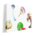 アートパネル 絵 絵画 飾り 選べるサイズ 210×148 mm A5 モダン 玄関 写真 フォト インテリア おしゃれ 015546 夏 扇風機 スイカ うちわ