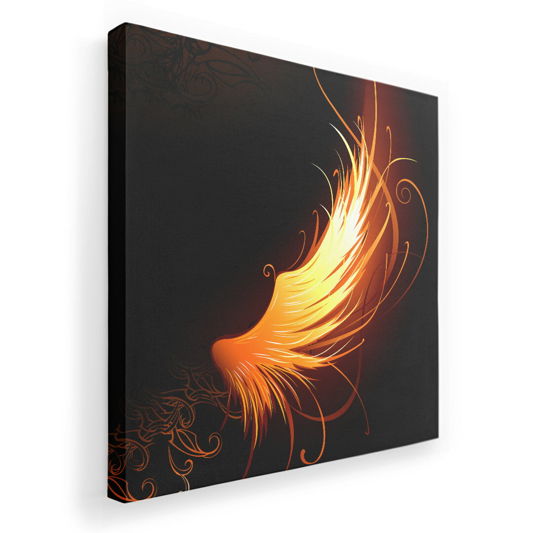 アートパネル 絵 絵画 飾り 選べるサイズ 333×333mm 正方 スクエア モダン 玄関 写真 フォト インテリア おしゃれ 000439 羽　オレンジ
