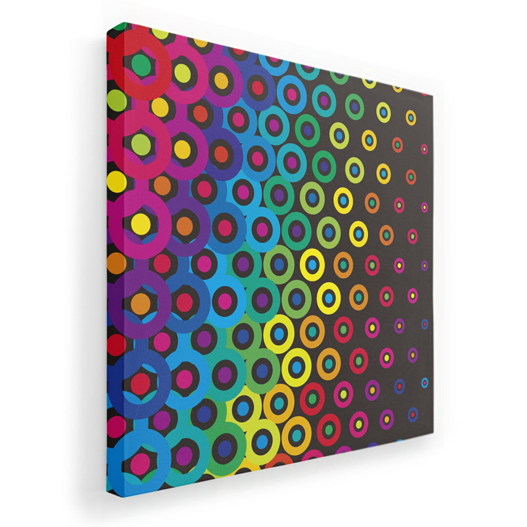 Rakuten - アートパネル 絵 絵画 飾り 選べるサイズ 455×455mm 正方 スクエア モダン 玄関 写真 フォト インテリア おしゃれ 000507 カラフル　ドット　レインボー