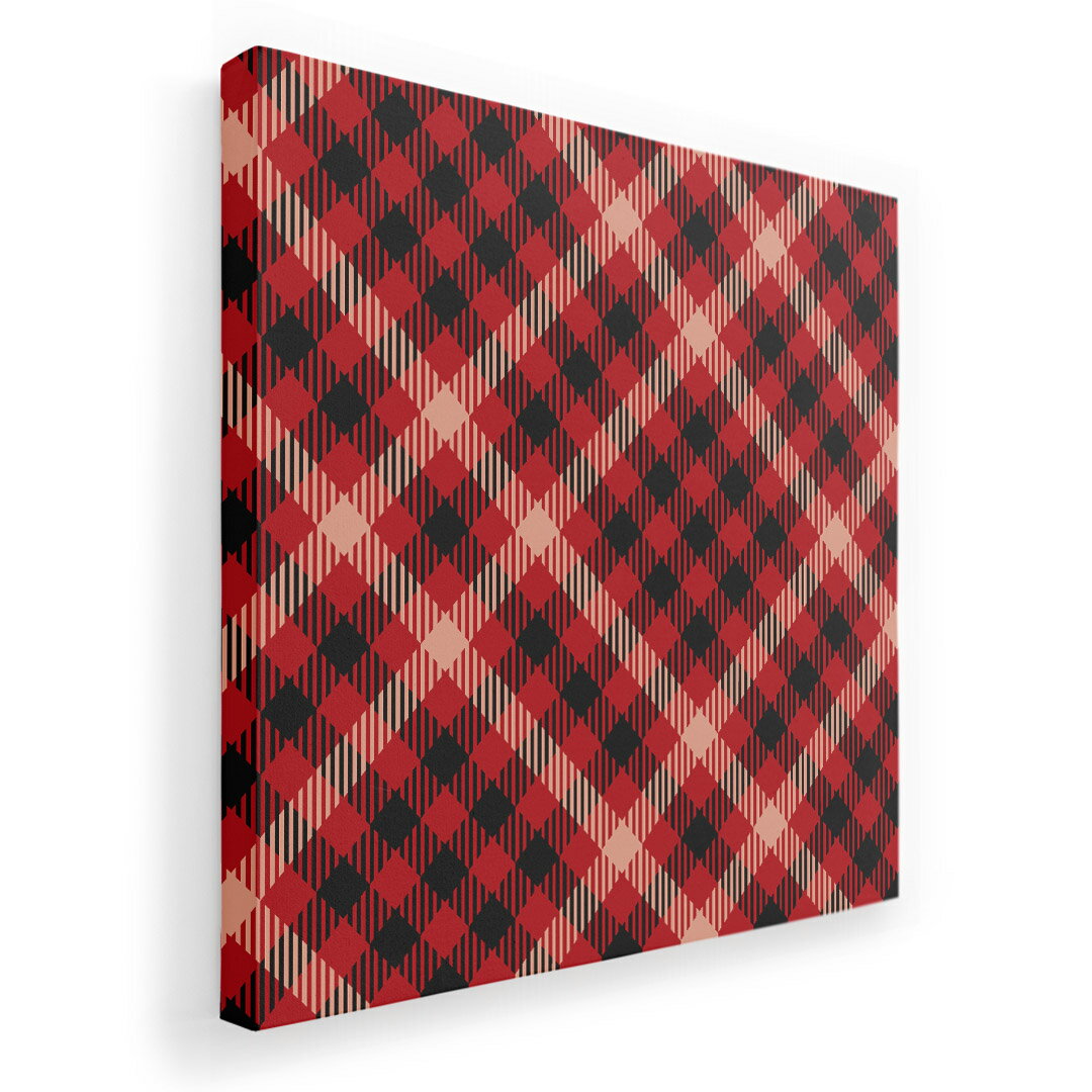 アートパネル 絵 絵画 飾り 選べるサイズ 333×333mm 正方 スクエア モダン 玄関 写真 フォト インテリア おしゃれ 000891 チェック　赤