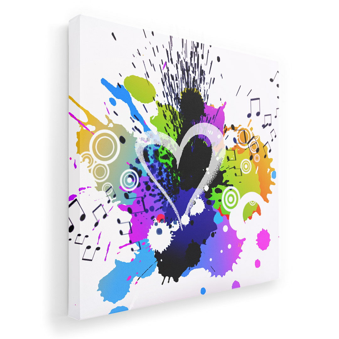 アートパネル 絵 絵画 飾り 選べるサイズ 455×455mm 正方 スクエア モダン 玄関 写真 フォト インテリア おしゃれ 000913 ハート　音符