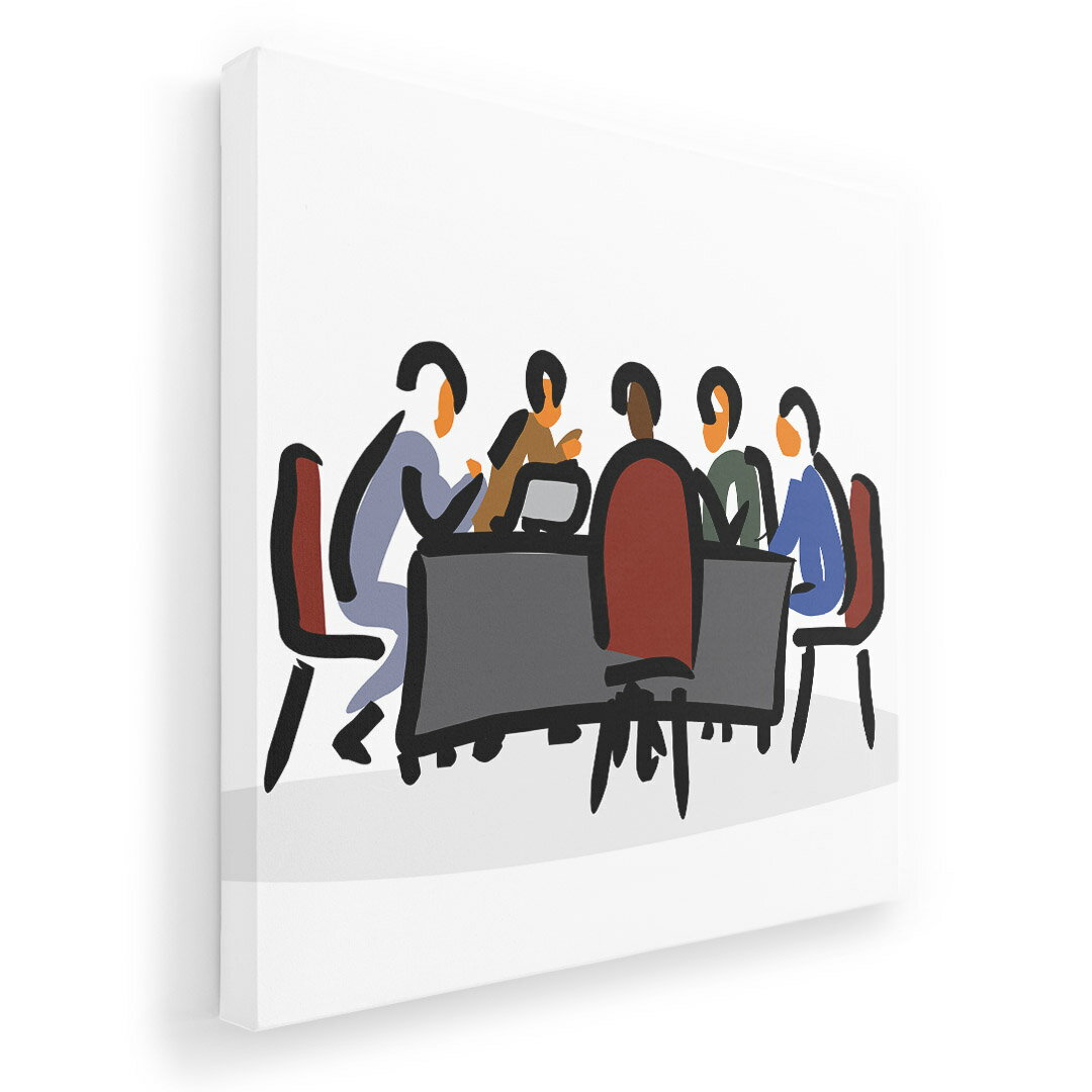 アートパネル 絵 絵画 飾り 選べるサイズ 333×333mm 正方 スクエア モダン 玄関 写真 フォト インテリア おしゃれ 001032 会議　イラスト