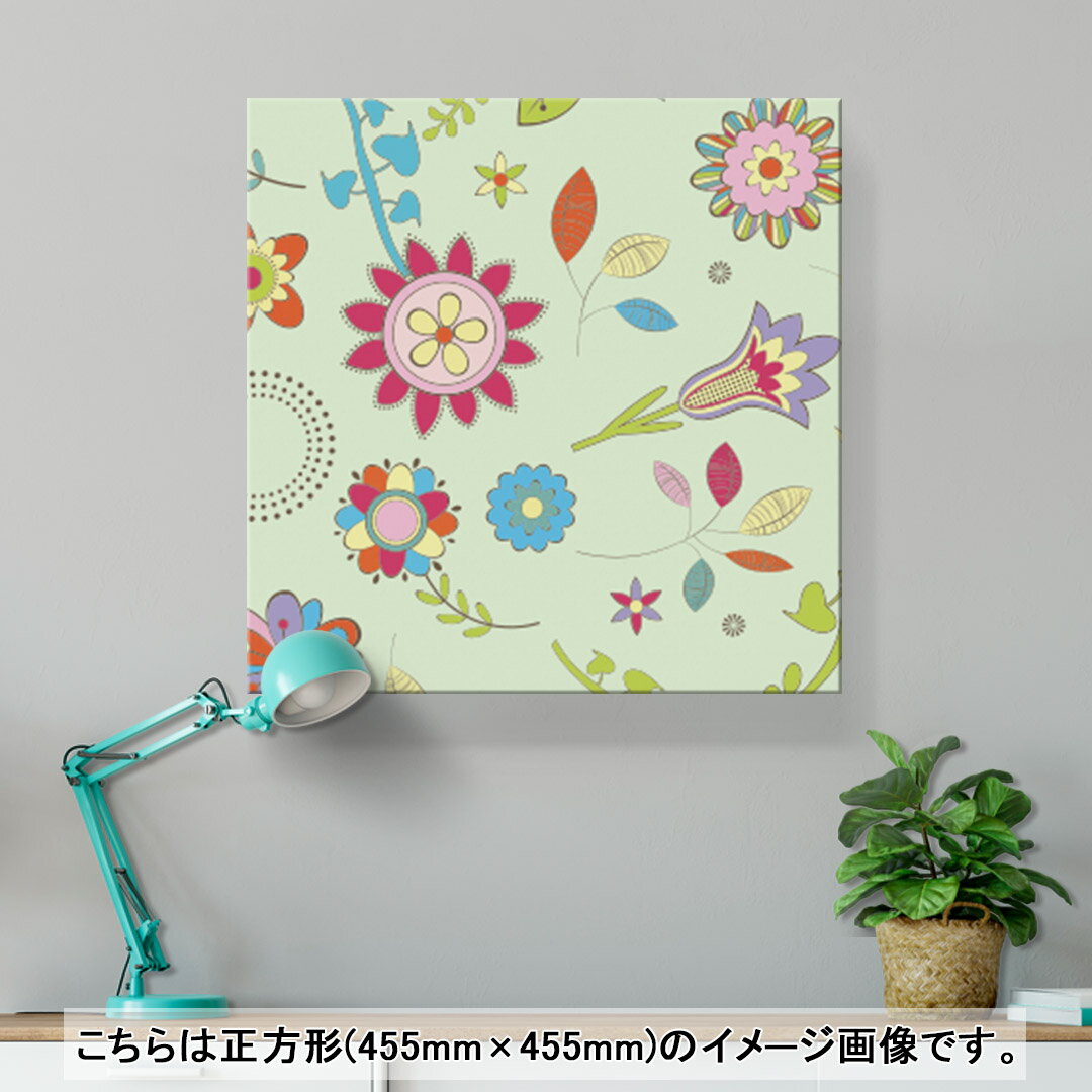 アートパネル 絵 絵画 飾り 選べるサイズ 333×333mm 正方 スクエア モダン 玄関 写真 フォト インテリア おしゃれ 003875 花　イラスト　カラフル 2