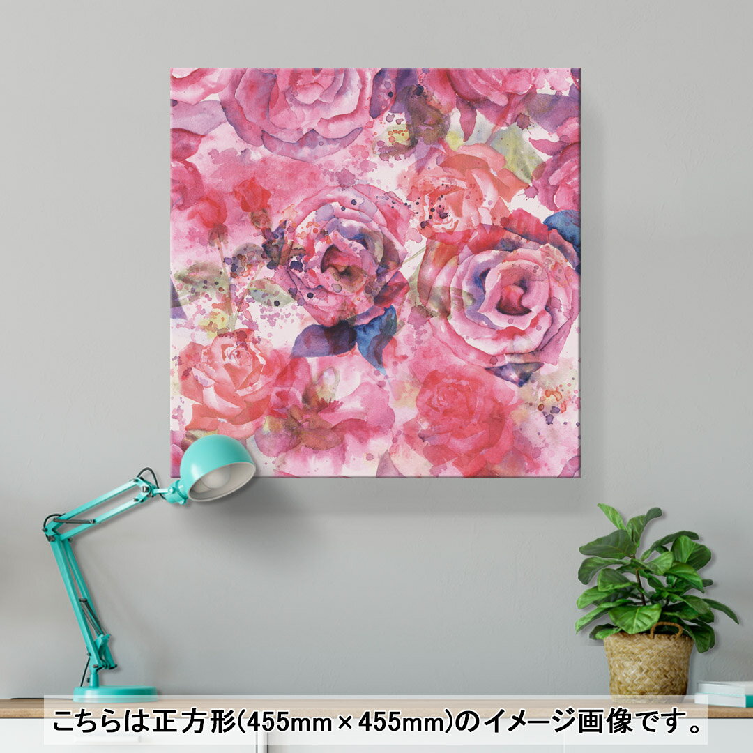 アートパネル 絵 絵画 飾り 選べるサイズ 455×455mm 正方 スクエア モダン 玄関 写真 フォト インテリア おしゃれ 012531 バラ　花　ピンク 2
