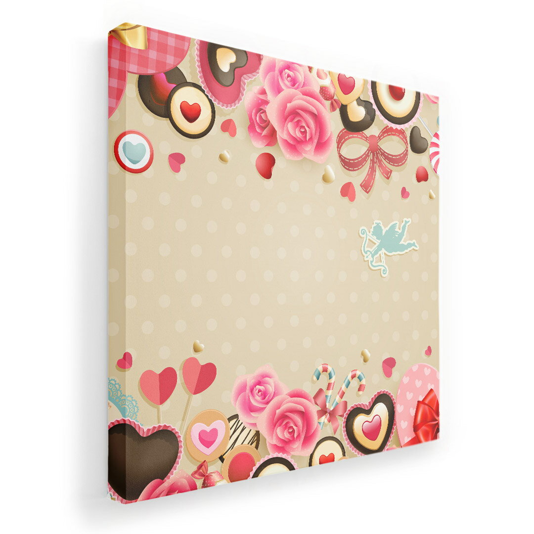 アートパネル 絵 絵画 飾り 選べるサイズ 455×455mm 正方 スクエア モダン 玄関 写真 フォト インテリア おしゃれ 002356 バレンタイン　ハート