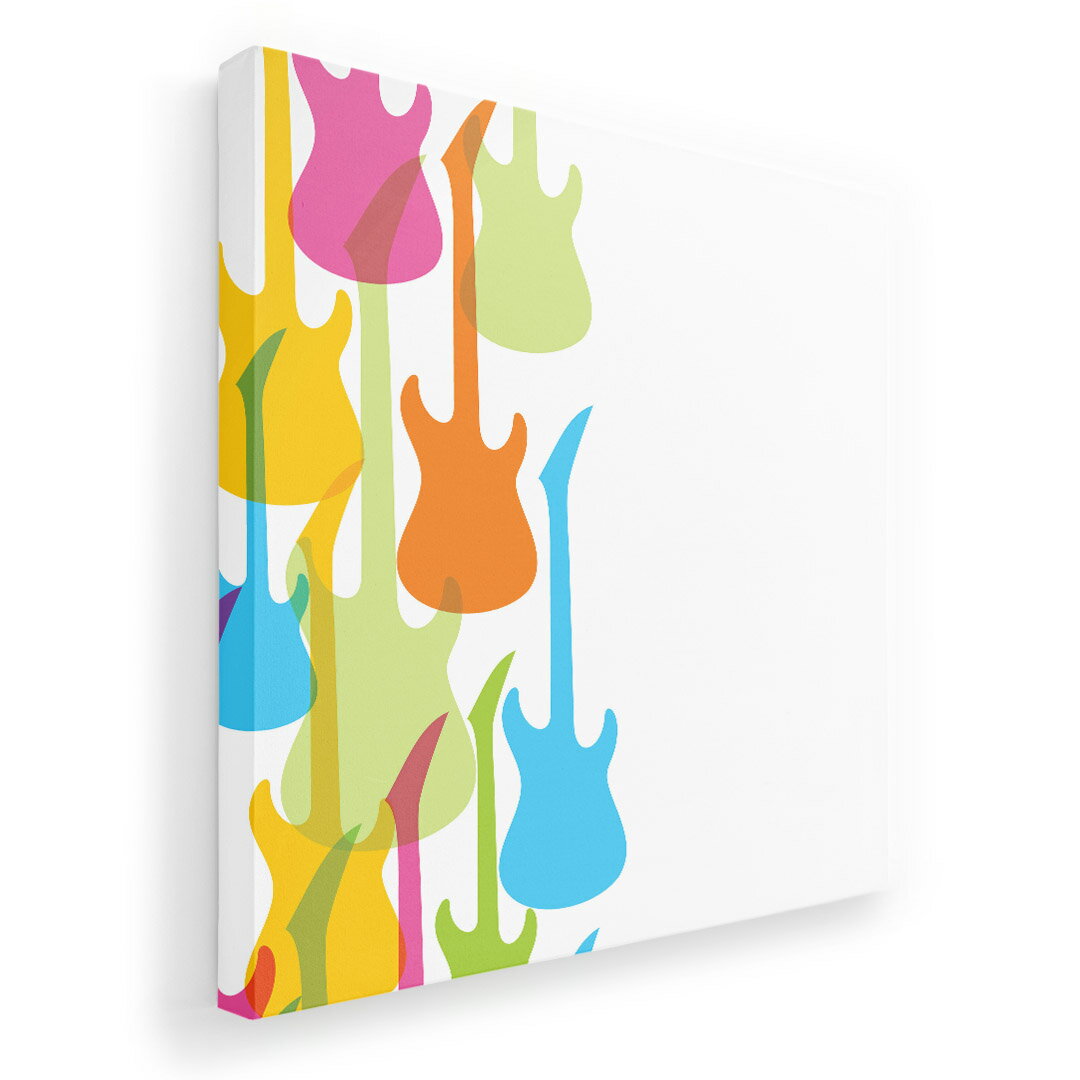 アートパネル 絵 絵画 飾り 選べるサイズ 455×455mm 正方 スクエア モダン 玄関 写真 フォト インテリア おしゃれ 002557 音楽　ギター　カラフル