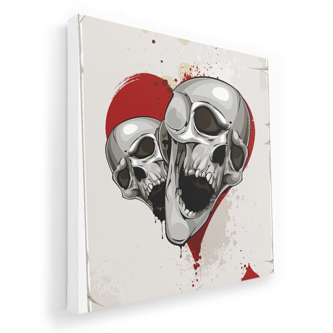 アートパネル 絵 絵画 飾り 選べるサイズ 455×455mm 正方 スクエア モダン 玄関 写真 フォト インテリア おしゃれ 002967 ドクロ　骸骨　ハート　トランプ