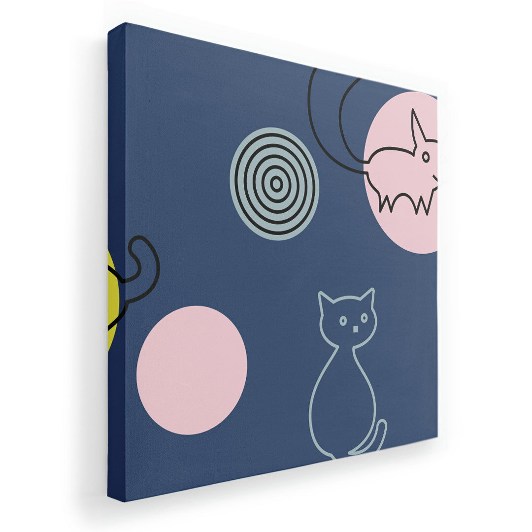 アートパネル 絵 絵画 飾り 選べるサイズ 455×455mm 正方 スクエア モダン 玄関 写真 フォト インテリア おしゃれ 004082 犬　猫　イラスト